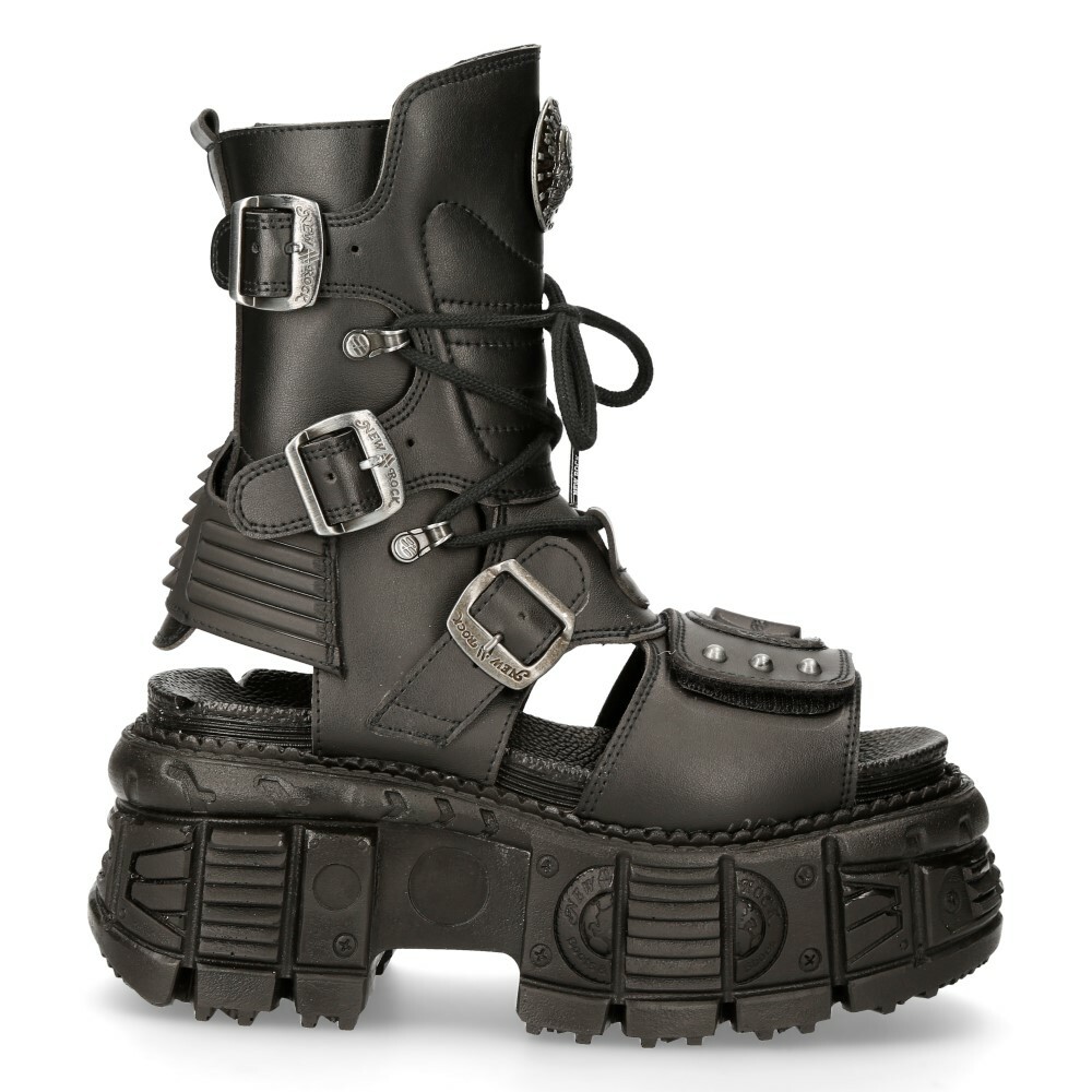 New Rock Boots BIOS107-V1 Black VEGAN Leather Unisex Platform