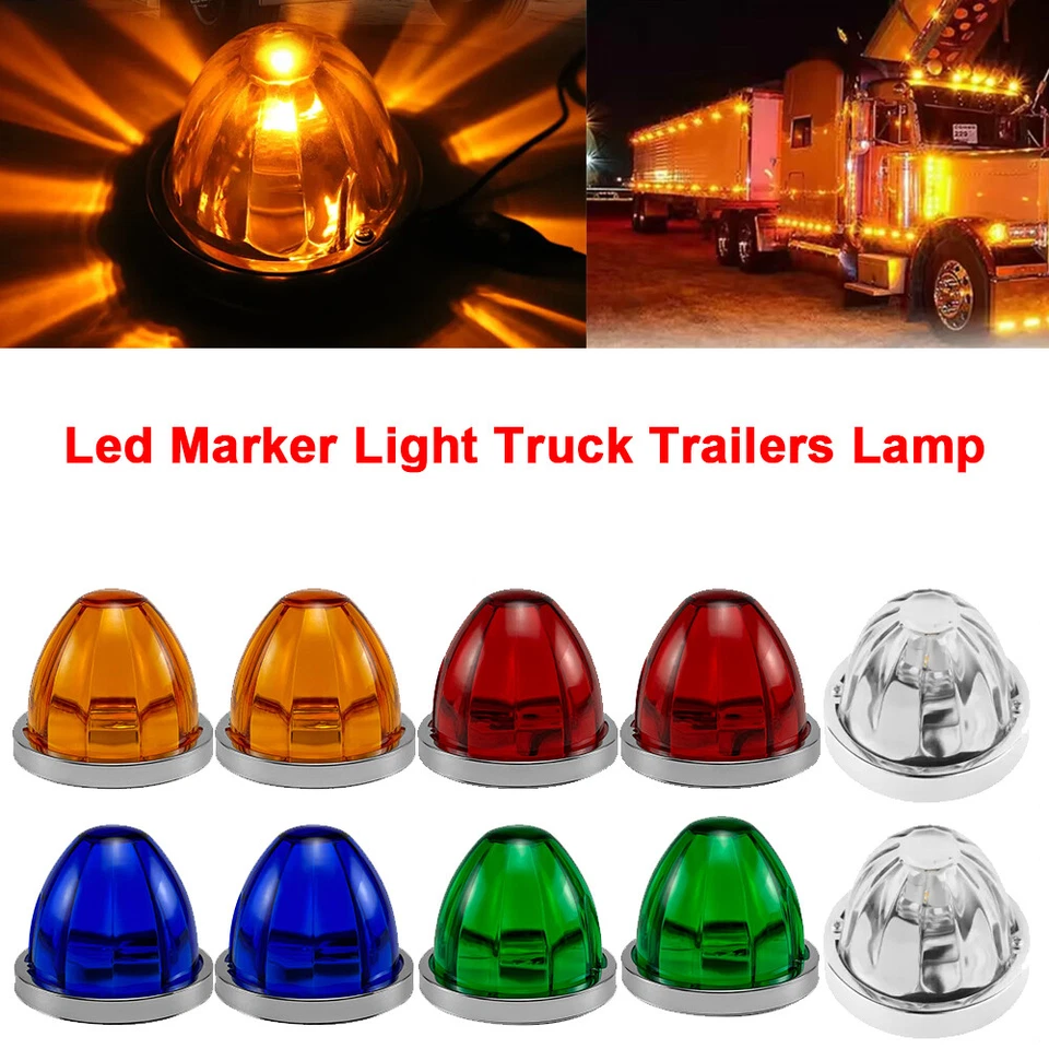 12V24V Seitenmarkierungsleuchten LED LKW Anhänger rund Kugel Licht Gelb Lampen - Bild 1 von 4