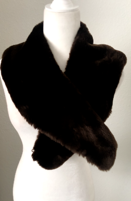 Faux-Fur Wrap with Wide Satin Tie Style 08BELL003B2, Ivory, Plus Full-length Faux-Fur Fox Coat with Satin Lining and Shawl Collar