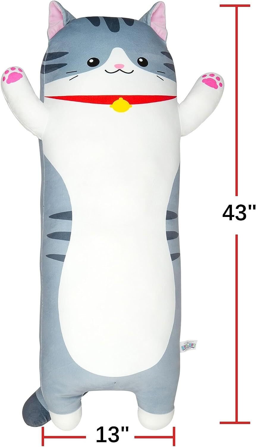 Long Cat Plush Pillow Stuffed Animals Body Pillow for Kids Adults