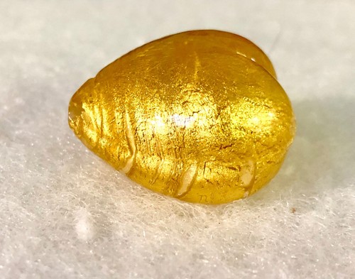 Extra Large 24kt Yellow Gold Leaf Murano Glass Heart Bead 34 x 25MM - Picture 5 of 10