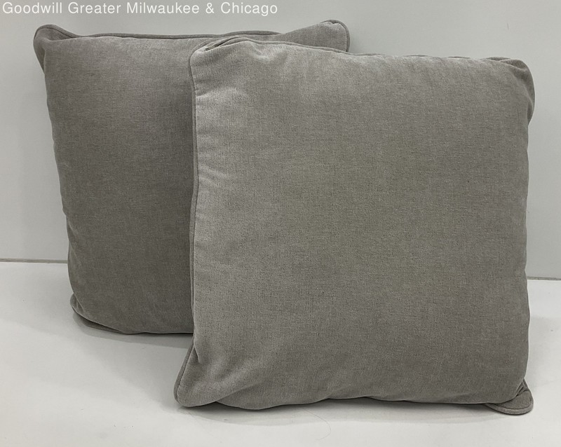 Pair of Soft, Beige, Velveteen Throw Pillows 18" x 18"