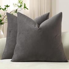 Throw Pillow Covers 18X18 Dark-Grey: 2 Pack Cozy Soft Velvet Square Deco