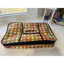 Insulated Casserole Carrier Bag Brown Colorful Circles Zippered with Handles