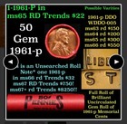 1961 P OBW Unsearched Bankroll Of Lincoln pennies, Tight Ends and From the Bank. — photo 1