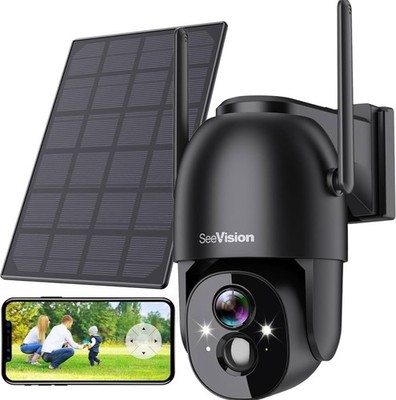 SEEVISION Solar Battery Powered WIFI Security Camera System 355 DEGREE Outdoor