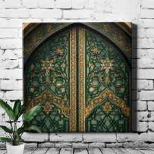 Symmetrical Moorish Palace Entrance Poster Print Emerald Arched Doorway