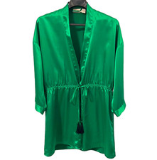 Victoria  s Secret Gold Label Emerald Green Vintage Satin Robe Size S Lingerie