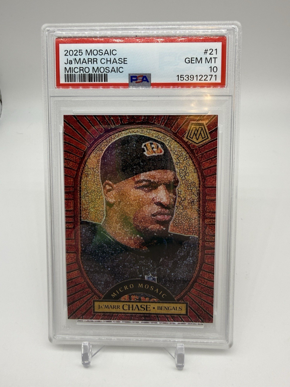 2025 Panini Mosaic Jamarr Chase Micro Mosaic PSA10