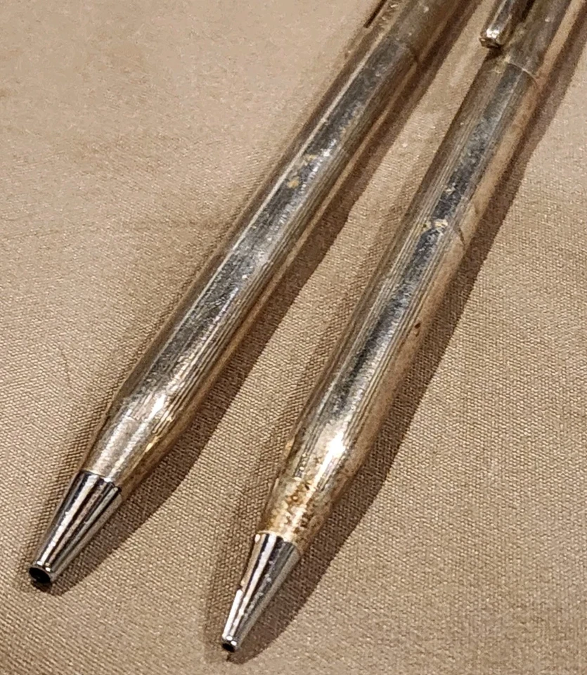 Juego de bolígrafos y lápices mecánicos CRUS vintage de plata de ley grabados Foto 3 de 4