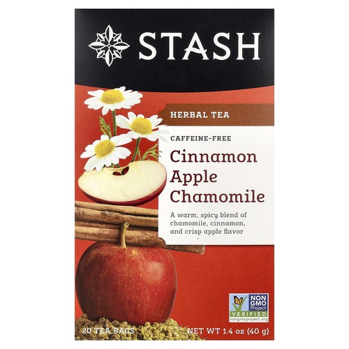 Herbal Tea, Cinnamon Apple Chamomile, Caffeine Free, 20 Tea Bags, 1.4 oz (40 g)