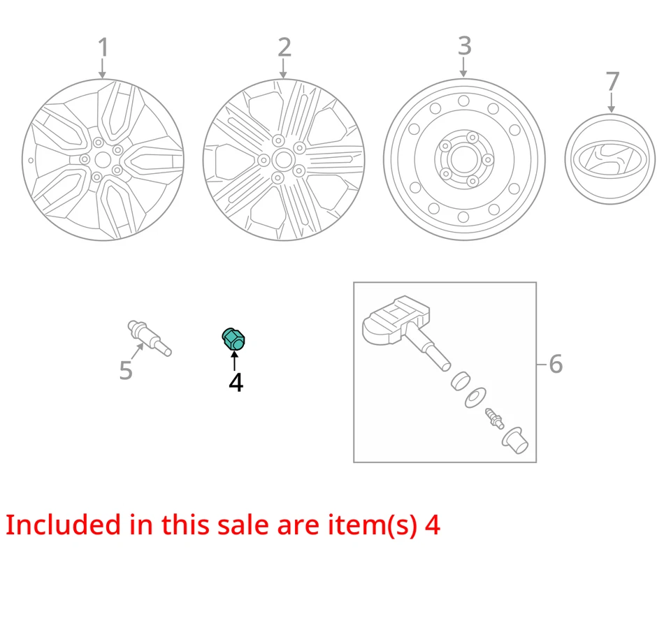 Juego de cinco (5) 52950M1000 tuercas de rueda permitidas Hyundai Sonata 2008-2011 2009 Foto 4 de 4