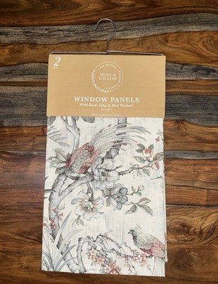NWT MOSS & WILLOW 37  X 84'' BIRD FLORAL DESIGN CURTAINS PANEL SET OF 2