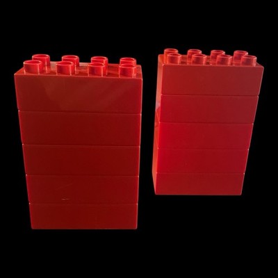 lot of 10 red Duplo blocks - 2X4 - combined shipping (RED18)