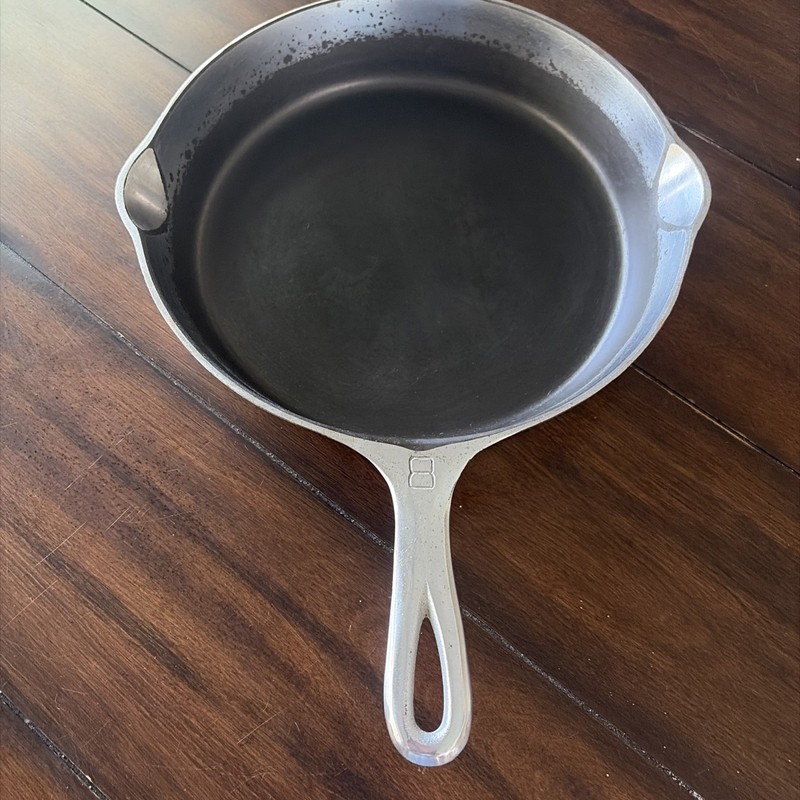 Antique Griswold No. 8 Cast Iron Skillet Large Block Logo 704J Nickel Plated