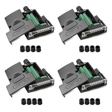 Willwewon 4PCS DB25 Male Solderless Breakout Connector, RS232 D-SUB Black
