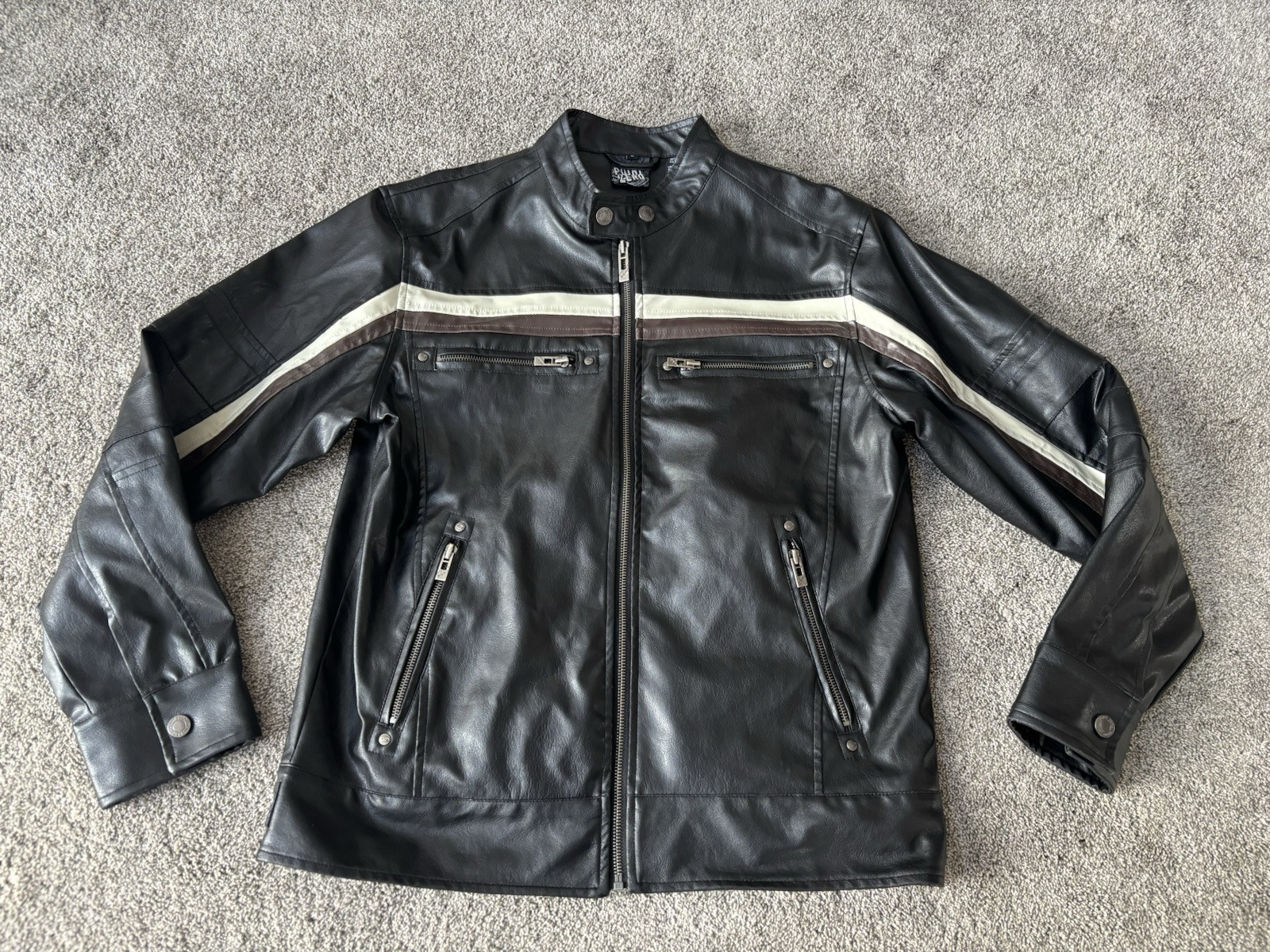 Point Zero Motorcycle Riding Jacket Mens Small Black Y2K 2000s Biker Grunge Punk