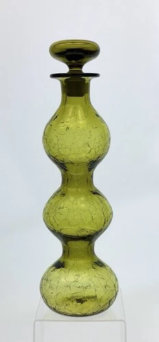 Blenko Handmade Glass 5427S Gurgle Decanter in Chartreuse Wayne Husted Design