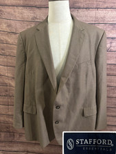 Stafford Essentials Blazer Mens 50R Brown Two Button Sports Coat Jacket Classic
