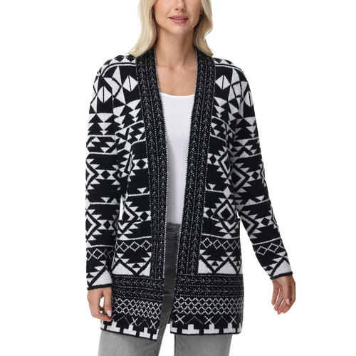 Frye, Frye Womens The Cozy Cardigan Black White Geometric Pattern Sweater Large NEW