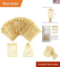Organza Gift Bags 100 Pcs Gold Sheer Mesh Favor Bags Wedding Party Decorations