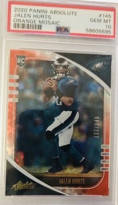 2020 Panini Absolute Rookie Jalen Hurts #145 Orange Mosaic /149 (RC) PSA 10 PHI