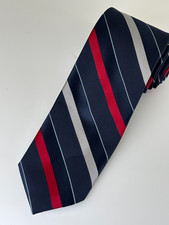 Wembley Silk Tie Navy Red White Striped Classic Necktie 57x3