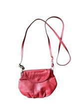 Vera Pelle Made in Italy Red Leather Crossbody Purse Shoulder Bag Handbag