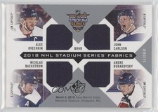 2018-19 SP Game Used Stadium Series Fabrics Quad Alex Ovechkin John Carlson xp6