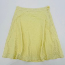 Vintage Old Navy Butter Yellow A-Line Skirt Size 4 Bias Cut Ribbon Trim