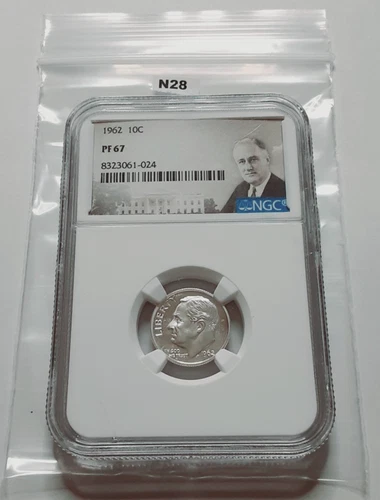 1962 NGC PF67 90% PROOF SILVER ROOSEVELT DIME 10C Portrait Label!    N28