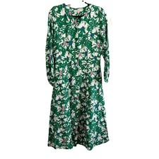 Loft Women Colorful Floral Bloomcore Midi Long Sleeve Dress Size 4