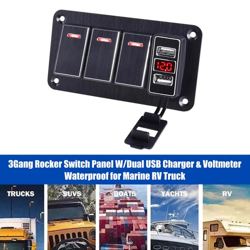 Kippschalter 12V/24V Rot LED - Mit Spannungsanzeige & USB Lader Wasserdicht - Bild 4 von 14