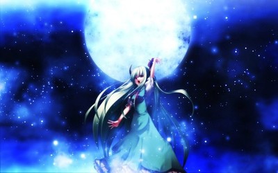 Anime touhou ex keine horns moon girls dress cyan open Custom Gaming Mat Desk