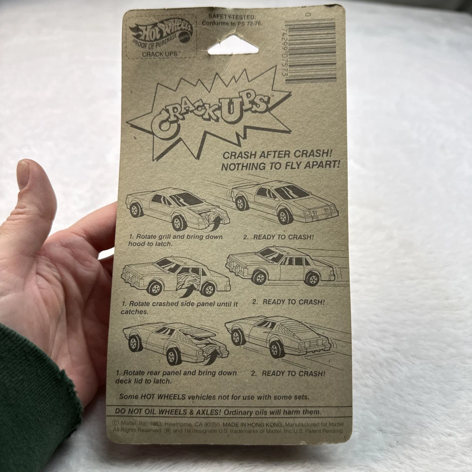 Vintage 1983 Hot Wheels Crack Ups Basher #7573 Yellow Cruiser MOC NEU Kartenschaden - Bild 4 von 4