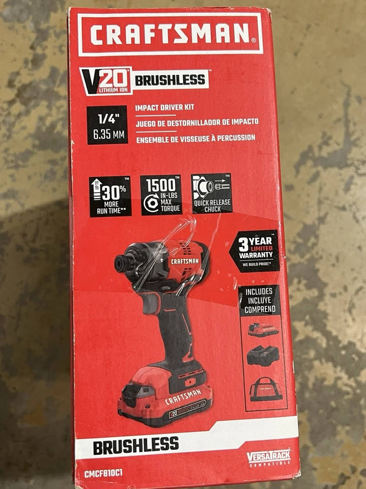 BRAND NEW Craftsman 20V Brushless 1/4" Impact Driver Kit Model #CMCF810C1 - Image 3 of 4