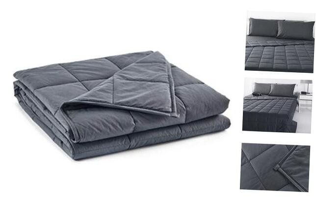 King Size 20lbs Weighted RelaxBlanket Premium Cotton Dark Gray 80x90 Inches  -image