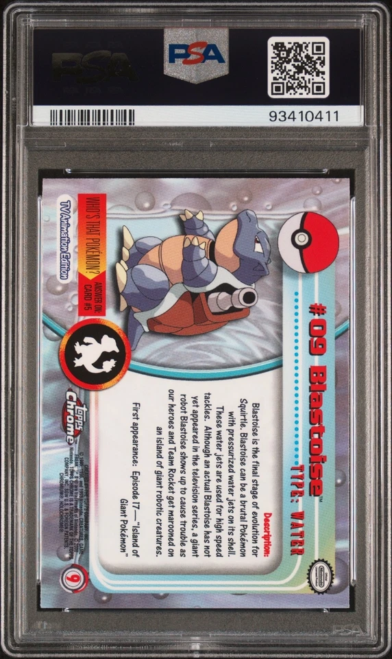 Pokémon Blastoise Topps Chrome 2000 PSA Mint 9 - Image 2 of 2