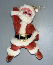 Vintage Unbranded Celluloid Face Plastic Santa Claus 4.5 in Ornament