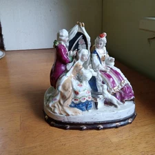 1800s COVERED PORCELAIN INKWELL ARTIST PAINTING PORTRAIT SIGNED