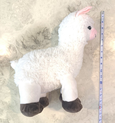 Teddy Mountain White Llama Plush Stuffed Animal Pink Face Brown Hooves Washable