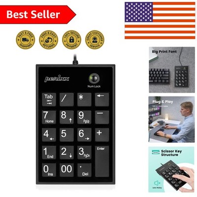 Professional Wired Slim Numeric Keypad - 19 Keys with Tab and Num Lock