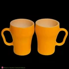 VINTAGE Set of 2 Fire King Yellow-Orange Milk Glass Soda Mugs Anchor Hocking USA