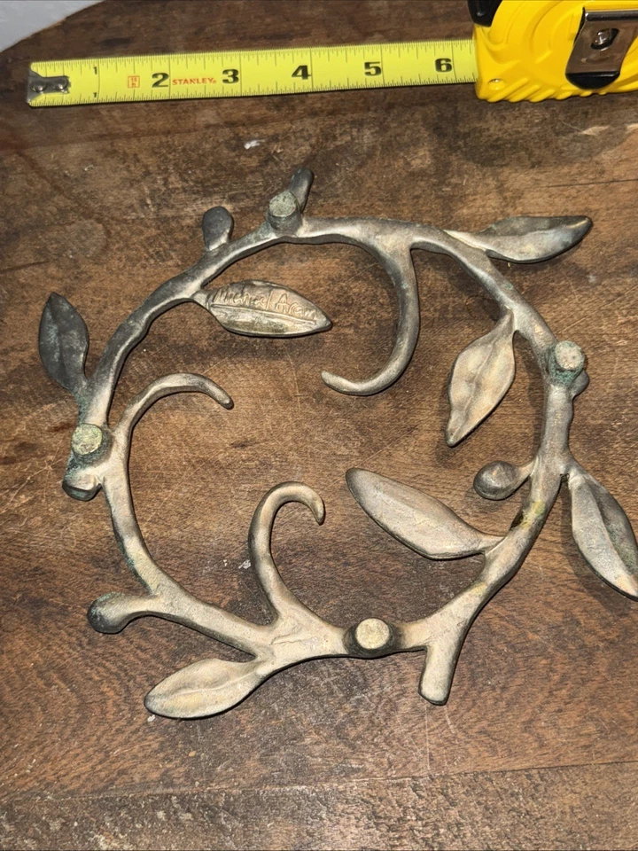 Michael Aram Vine Collection Trivet Plateado Bronce Hecho a Mano Hoja Diseño 6” Foto 4 de 4