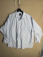 Jos A Bank Traveler Shirt Mens 19 36 Blue Plaid Traditional Fit Dress Cotton