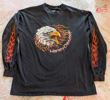 90s Vintage Harley Davidson Eagle Flames Long Sleeve Shirt X- Large USA Made