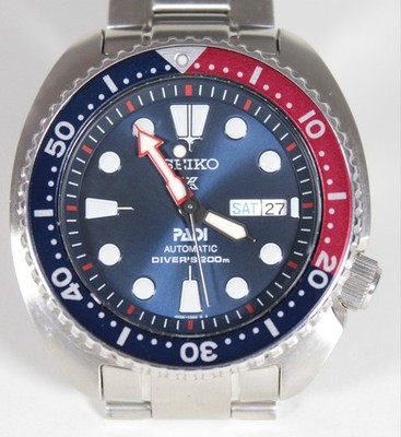 Herren Seiko Prospex Padi Pepsi Turtle 4R36-05H0 Automatik Taucher Armbanduhr