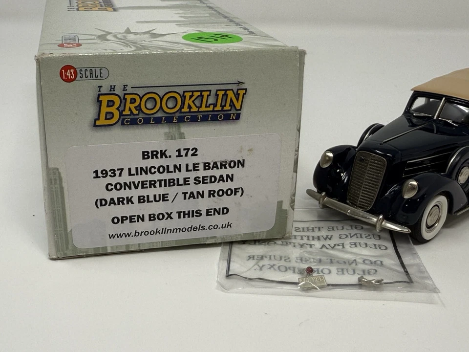Brooklin Models BRK172 1937 Lincoln Le Baron Convertible Sedan Brk 172 Dark Blue - Image 4 of 4