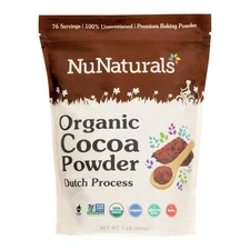 NuNaturals Unsweetened Organic Fair Trade Cocoa Powder, 1 Pound (Pack of 1) 