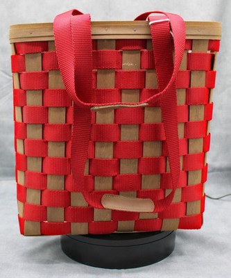 Longaberger 2007 To Go Basket Red Straps w/ Protector & Cloth Bag